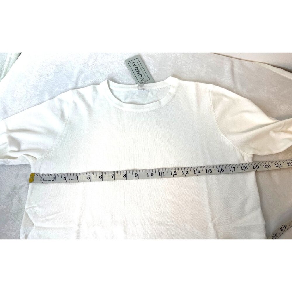 YUNDAI Long Sleeve Sweater Oversized Crew Neck Knitted White Viscose Blend Small - Picture 4 of 9